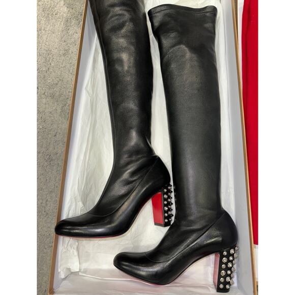 Christian Louboutin Study Stretch 85 Black Nappa Leather Knee High Heel Boot 36 - Picture 11 of 16
